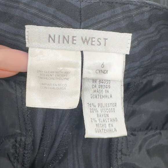 VINTAGE Nine West Cyndi Womens Black/Navy Striped Wide Legs Dress Pants SZ 6 - Picture 3 of 16
